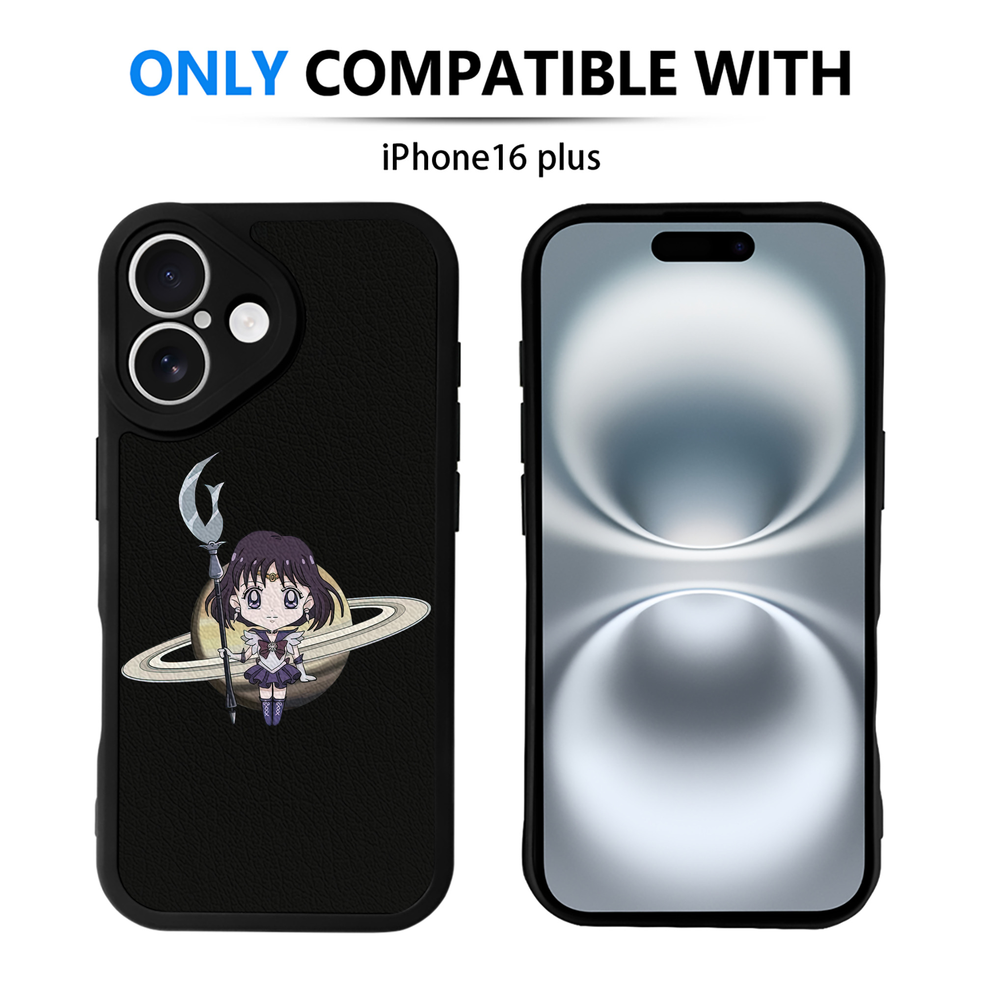 （画像用） 美少女戦士セーラームーン 土萠ほたる Sailor Moon Tomoe Hotaru （セーラーサターン；Sailor Saturn） 【iPhone 16シリーズ対応】シリコンスマホケース（レザー調） 材質：シリコン